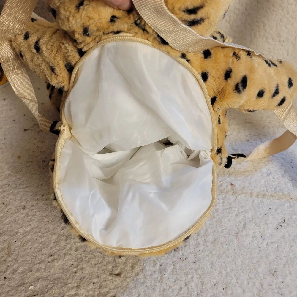 UNIPAK Plush Leopard Cheetah Backpack Y2K Animal Stuffed Toy Kawaii 15